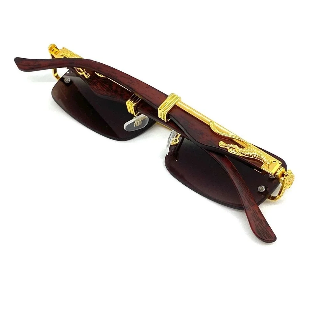 Mens Rimless Rectangle Sunglasses Fashion Hip Hop Style Black Gradient Lens 2026